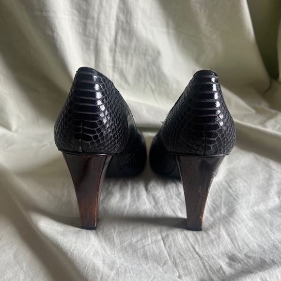 7 For All Mankind Heels Size 7.5 Leather Slip On Heel 4” #T2 - Picture 4 of 6